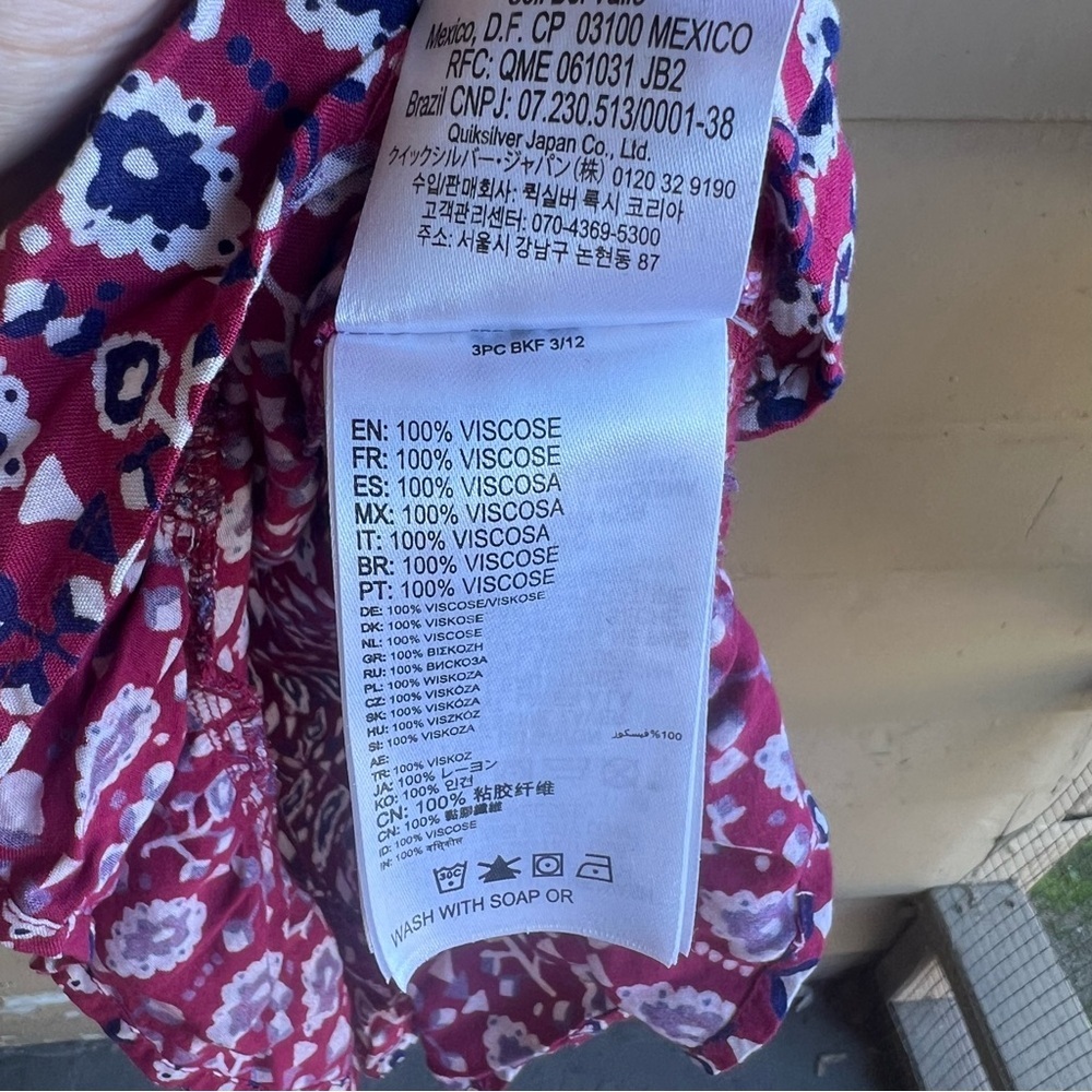 Roxy Blackbird pink/maroon print tunic Mini dress - Size M Boho Beach Hippie - Picture 5 of 6